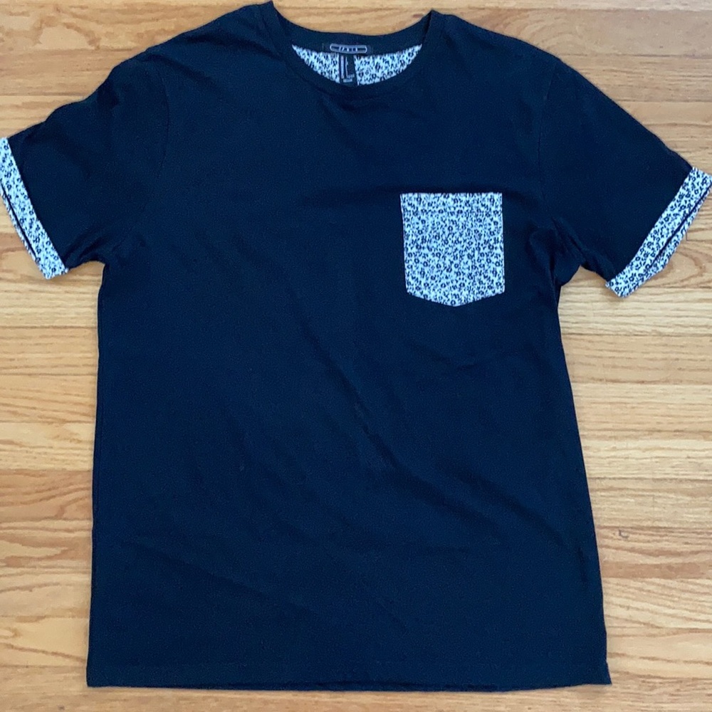 Forever 21 tee with floral pocket and sleeve cuffs